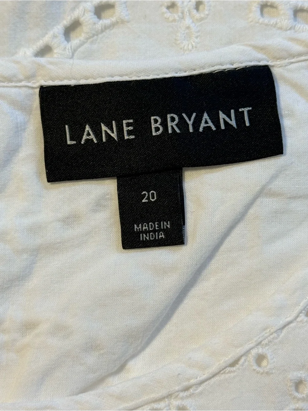 Lane Bryant White Cotton Eyelet Blouse Plus Size 20